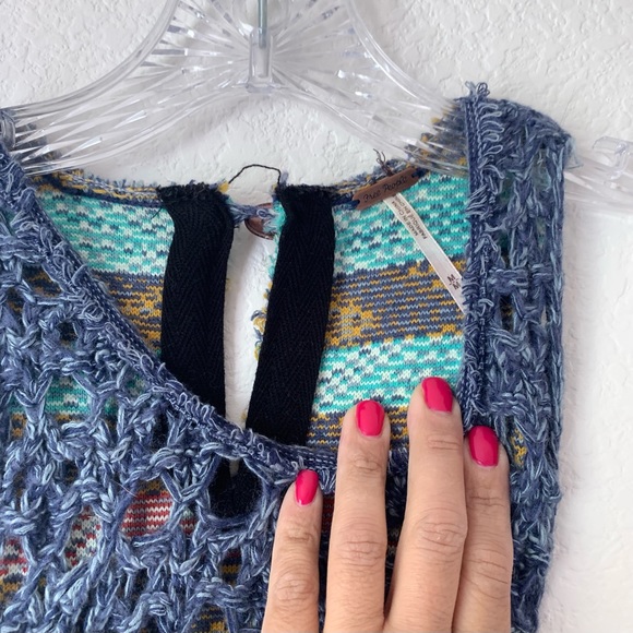 Free People Rare Hearts Stripe Knit Tunic Sz M - Picture 4 of 16